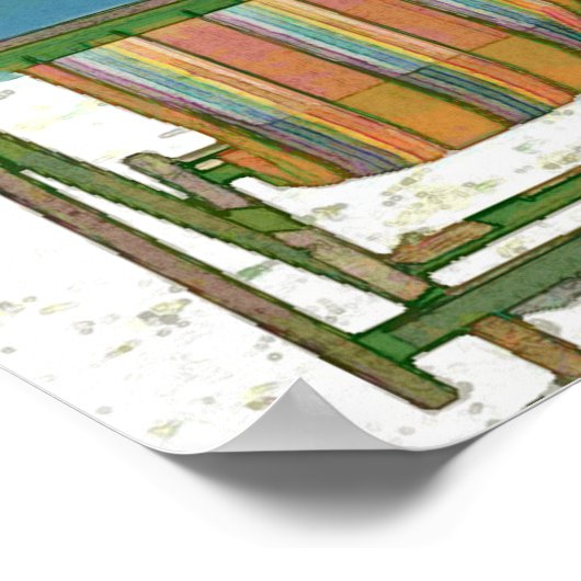 Zeestrand, stoelen en paraplu's poster (Hoek)