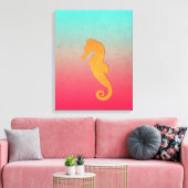 Zeestrand van sinaasappel, eenvoudig zeegras canvas afdruk (Insitu (Woonkamer))