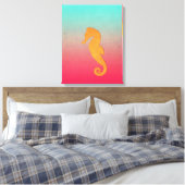 Zeestrand van sinaasappel, eenvoudig zeegras canvas afdruk (Insitu (Slaapkamer))