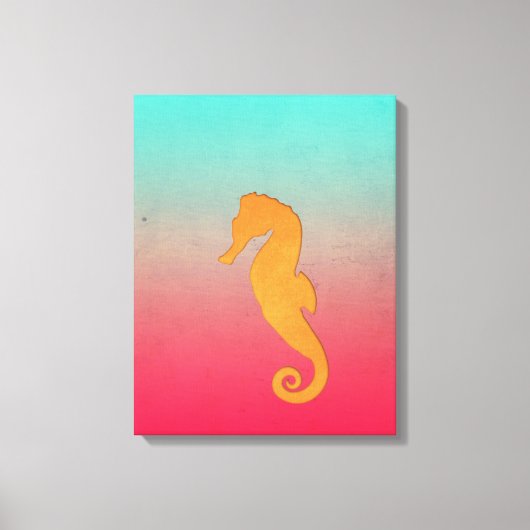 Zeestrand van sinaasappel, eenvoudig zeegras canvas afdruk (Voorkant)