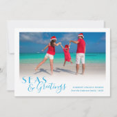 Zeestranden en groeten Oceaan strand kerstkaart (Voorkant)