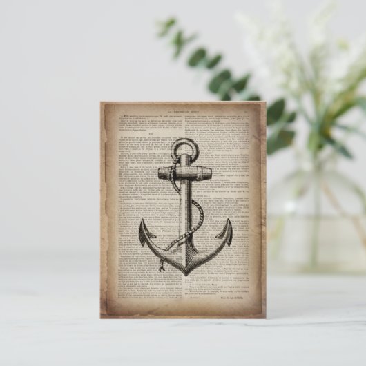 zeestrandzeezeilster of  nautisch anker briefkaart (Staand voorkant)