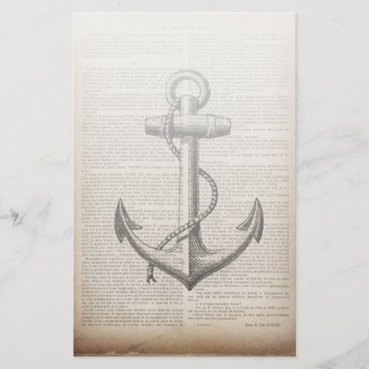 zeestrandzeezeilster of  nautisch anker briefpapier (Voorkant)