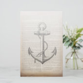 zeestrandzeezeilster of  nautisch anker briefpapier (Staand voorkant)