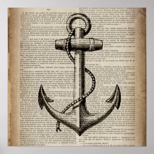 zeestrandzeezeilster of  nautisch anker poster (Voorkant)