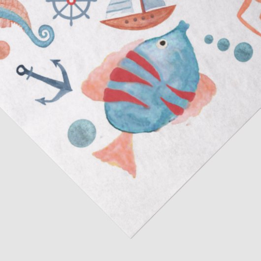 Zeesuilboot met zeebrasem tissuepapier (Detail)