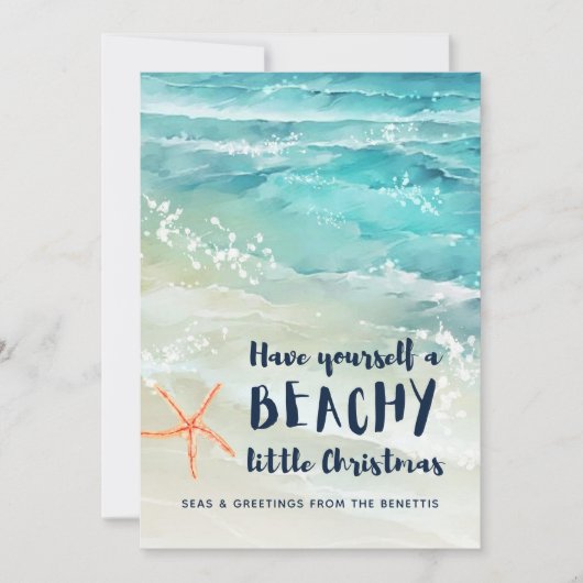 Zeetjes & Groetjes Tropisch Strand Kerstfeest  Feestdagenkaart (Voorkant)