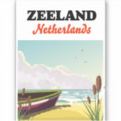 Zeeuwse strandreisposter sticker (Voorkant)