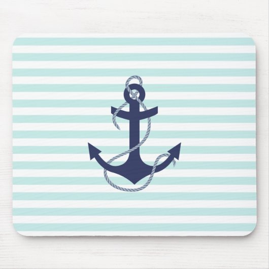 Zeevaart Aqua & het Witte Marineblauwe Anker van Muismat (Voorkant)