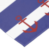 Zeevaart Blauwe en Witte Strepen met Rode Ankers Tafelkleed (Gekanteld)