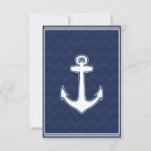 Zeevaart chevron marineblauwe Rsvp- uitnodiging (Achterkant)