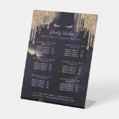 Zeevaart & goudglam Glitter Drift Eyelash Services Reclamebord Met Voetstuk (Voorkant)