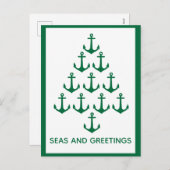 Zeevaart KustKerstmis van de Boom van het Anker Feestdagenkaart (Voorkant / Achterkant)