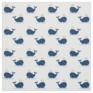 Zeevaart Marineblauw en Grijs Patroon   van Stof