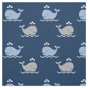 Zeevaart Marineblauw en Grijs Patroon   van Stof
