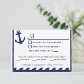 Zeevaart marineblauwe en witte rsvp 3 menukeus (Staand voorkant)