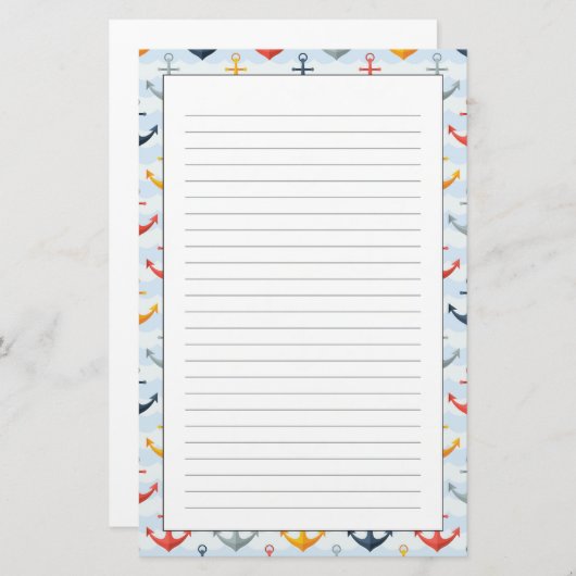 Zeevaart Patroon met Ankers Briefpapier (Voorkant / Achterkant)