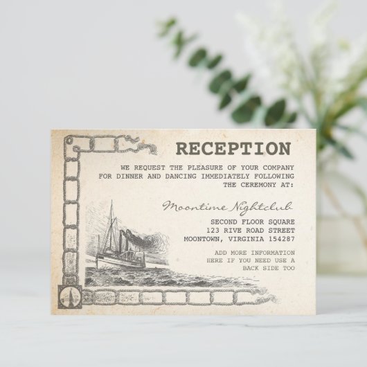 zeevaart vintage boot ontvangst kaarten (Staand voorkant)