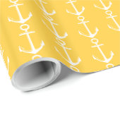 Zeevaart Witte Ankers op Warme Gele Zonsondergang Cadeaupapier (Rol Hoek)