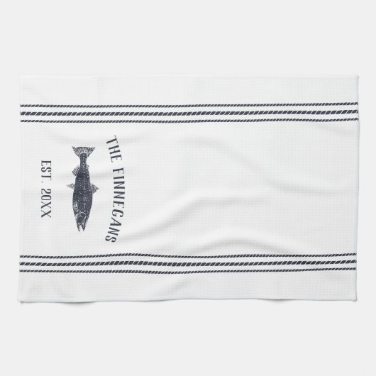 Zeevaart & Witte bijtende vis op maat Theedoek (Horizontaal)