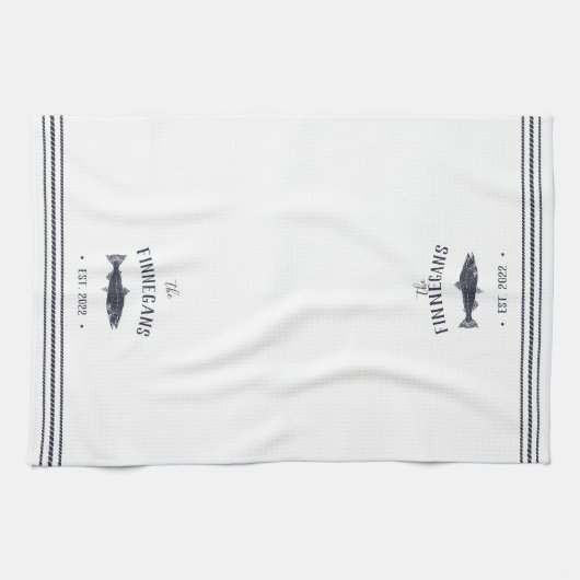 Zeevaart & Witte bijtende vis op maat Theedoek (Horizontaal)