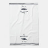 Zeevaart & Witte bijtende vis op maat Theedoek (Verticaal)