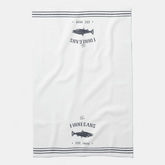 Zeevaart & Witte bijtende vis op maat Theedoek (Verticaal)