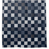 Zeevaartblauwe cheques douchegordijn (Voorkant)