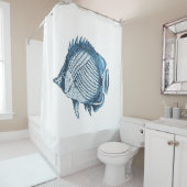 Zeevaartblauwe waterverf aan de kust douchegordijn (In situ)