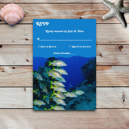 Zeevaartonderzeese Zee Vis Nautical Coastal Weddin RSVP Kaartje