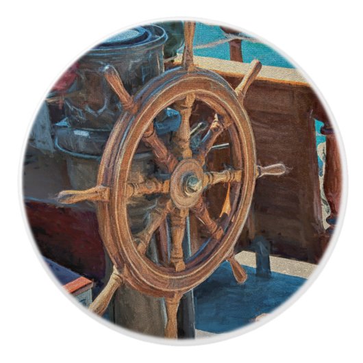 Zeevaartschip Nautical Ocean Keramische Knop (Voorkant)