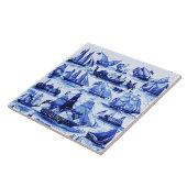ZEEVAARTUIGEN, SCHEPEN, marineblauw Tegeltje (Zijkant)
