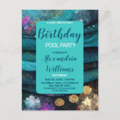 Zeevaartzeeproze blauwgroen goudzeemeerdag uitnodiging briefkaart (Voorkant)