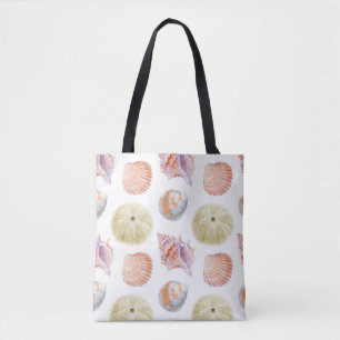 Zeevallige delen van zeeschelpen. WATERVERF i Tote Bag