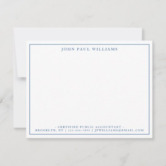 Zeevarend Blauw Formele Dun Grens van de Beroeps v Notitiekaartje (Voorkant)