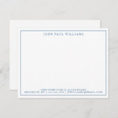 Zeevarend Blauw Formele Dun Grens van de Beroeps v Notitiekaartje (Voorkant / Achterkant)