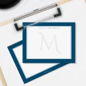 Zeevarend blauw zeeblauw van de gevlekte monogram notitiekaartje