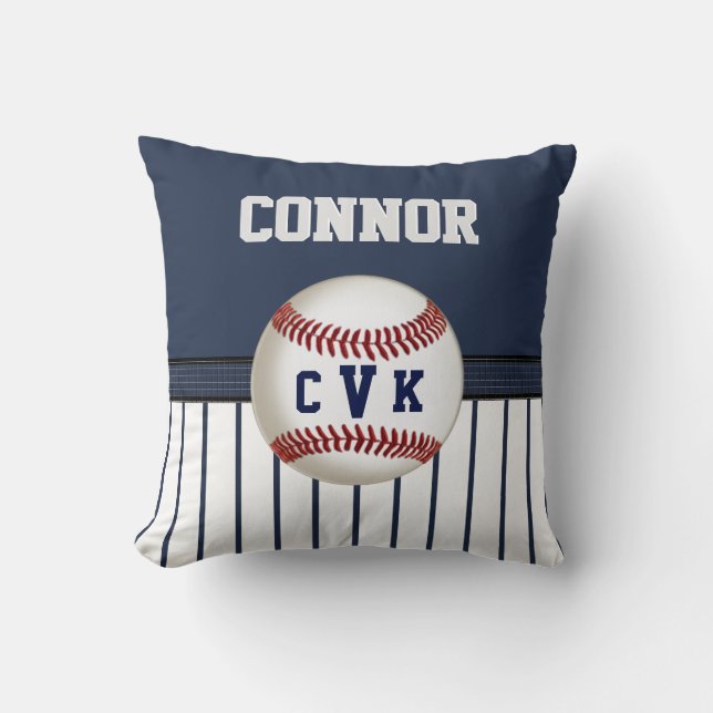 Zeevarend en wit gestreept Baseball Pillow 6 tekst Kussen (Voorkant)