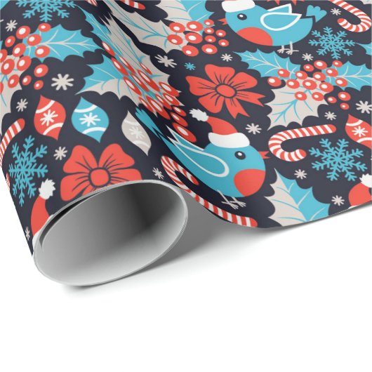 Zeevarende feestvogels en Holly Kerstmis Cadeaupapier (Rol Hoek)