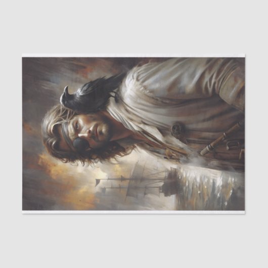 Zeevarende met Raven Decoupage Tissuepapier (Voorkant)