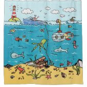 Zeevarenden onder het Zee Nautical Douchegordijn (Voorkant)