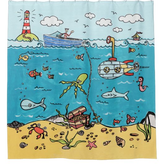 Zeevarenden onder het Zee Nautical Douchegordijn (Voorkant)