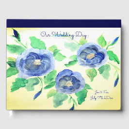 Zeevarnenblauw Floral Wedding Guest Book Gastenboek