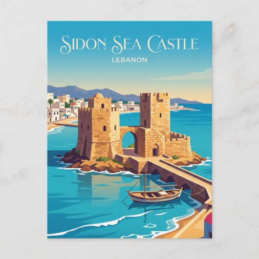 Zeevesting Sidon Libanon Briefkaart (Voorkant)
