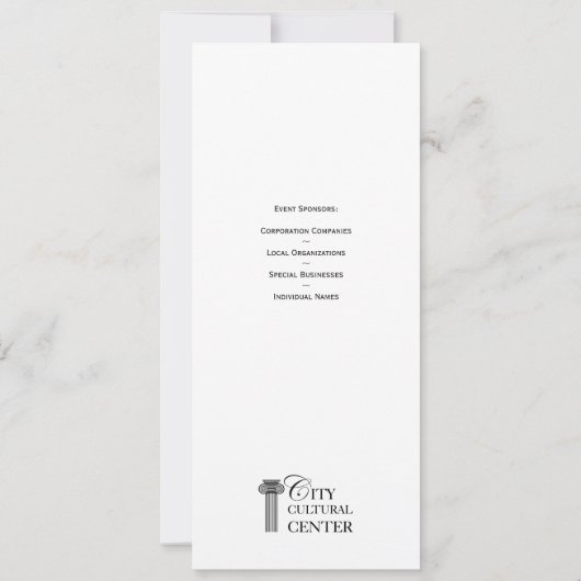 Zeeviergele onderneming gala event onderneming lon kaart (Achterkant)