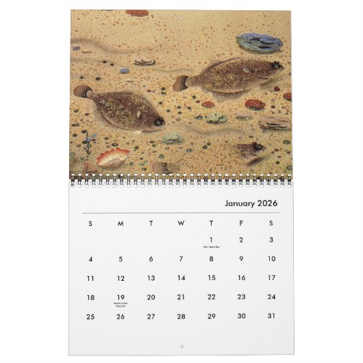 zeevis, oceanen en rivieren kalender (Jan 2026)