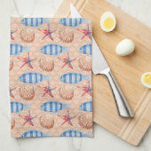 Zeevis Zeester Shell Ocean Pattern Theedoek (Quarter Fold)