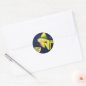  zeevissen, Fancy goudvis in de tank Ronde Sticker (Envelop)
