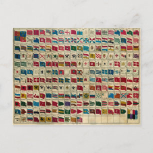  zeevlaggen van de Wereld Illustratie Briefkaart