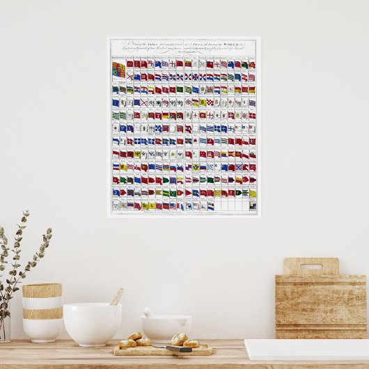 Zeevlaggen van de wereld vanaf 1794 poster (Keuken)